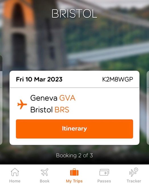 easyjet, airline app, geneva to bristol