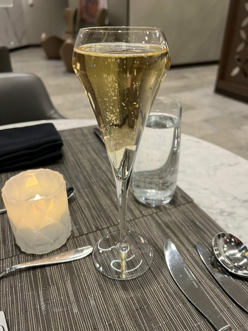 Champagne at United Polaris Lounge 