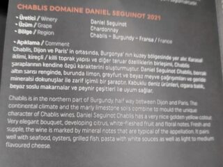 Turkish Airlines Business Class Daniel Seguinot Menu