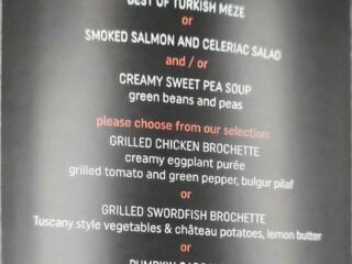 Turkish Airlines Business Class Menu