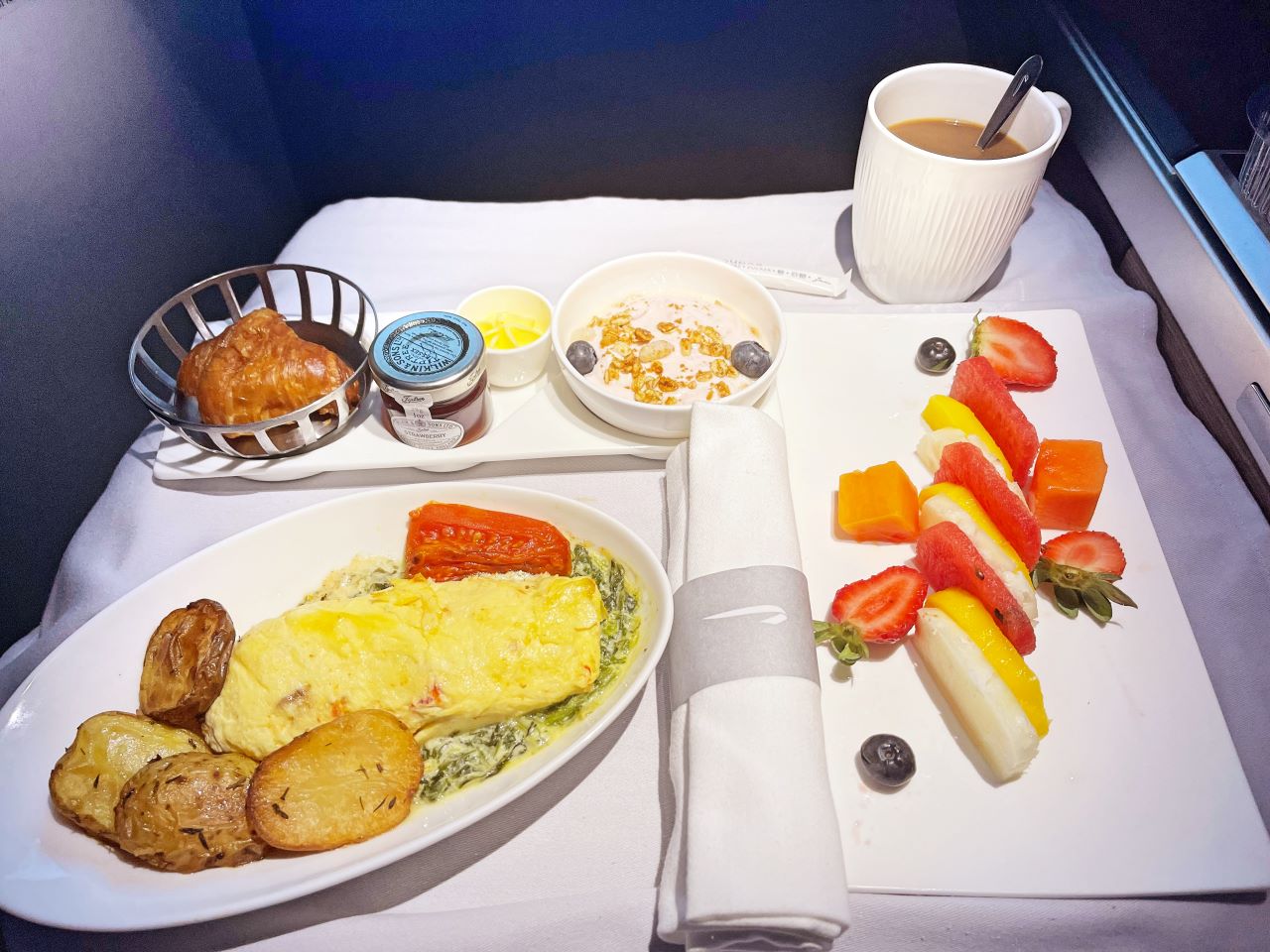 British Airways A350 Business Class Breakfast