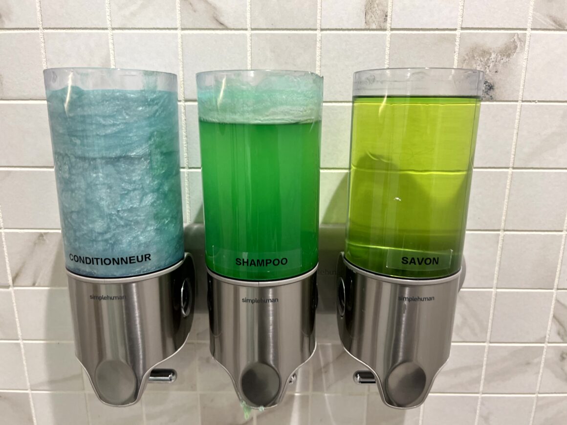 Soaps and Shampoos at Air France's new lounge at Montreal Airport