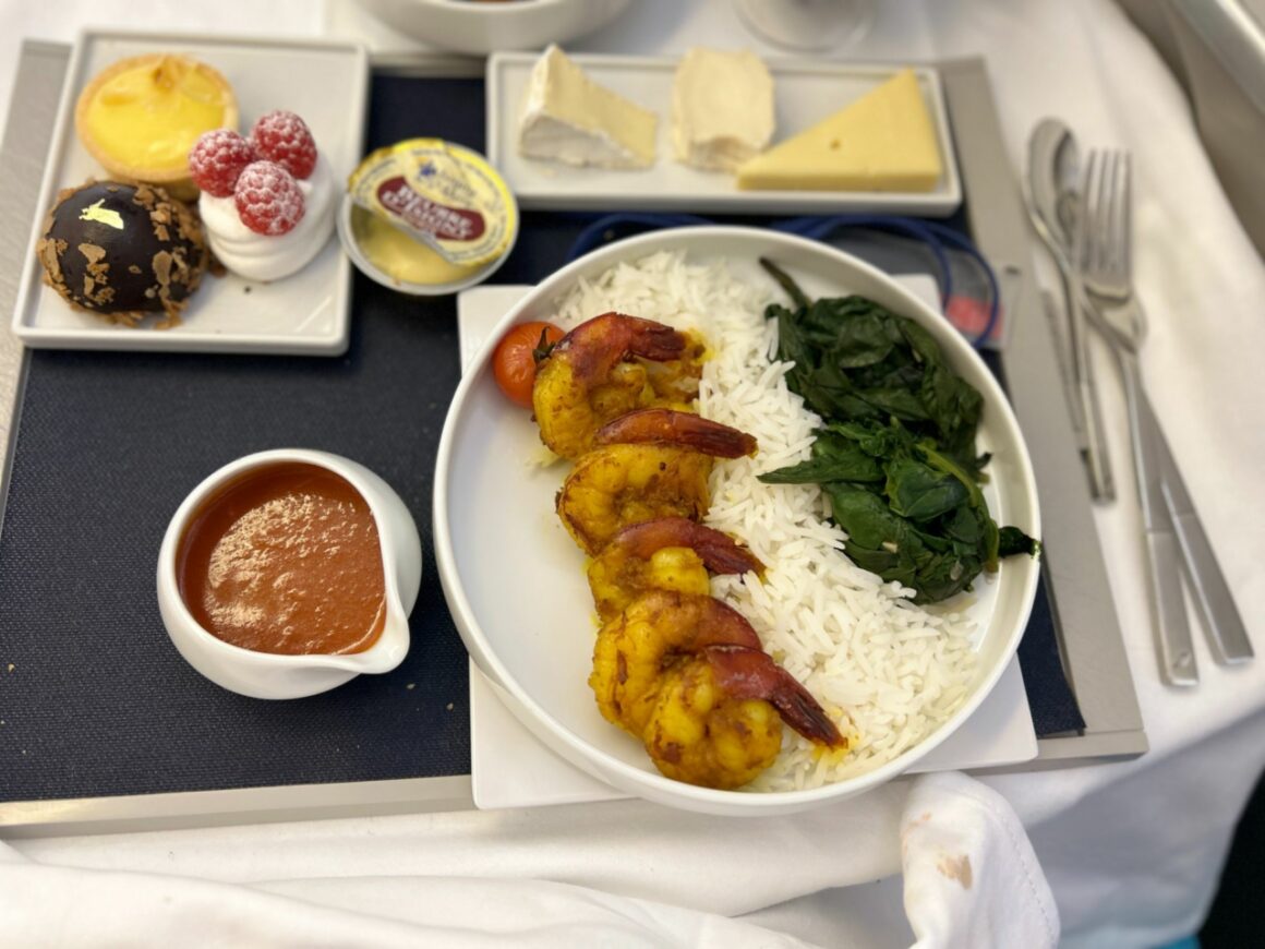 Main course meal Air France B777-200ER business class 