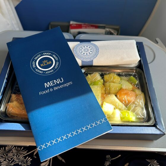 KLM Business Class Food Menu