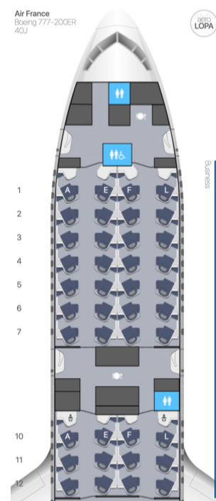 Air France B777-200ER business class seat map 