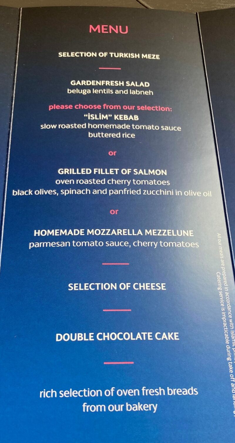 new Turkish airlines food menu