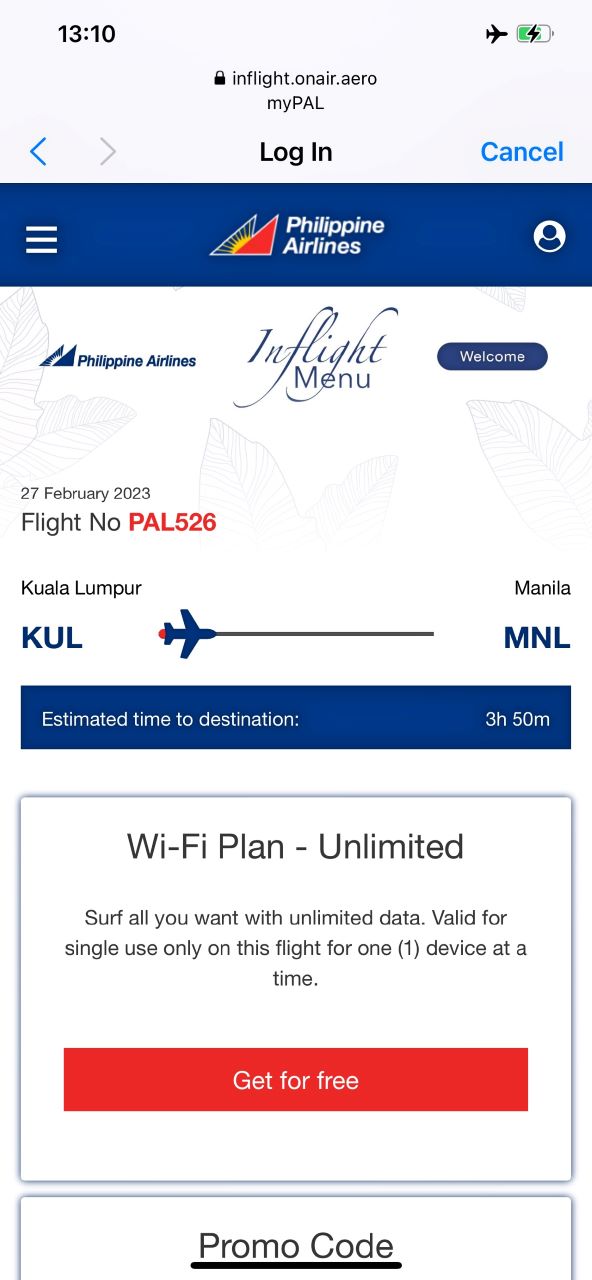 Ulimited Wifi at Philippine Airlines