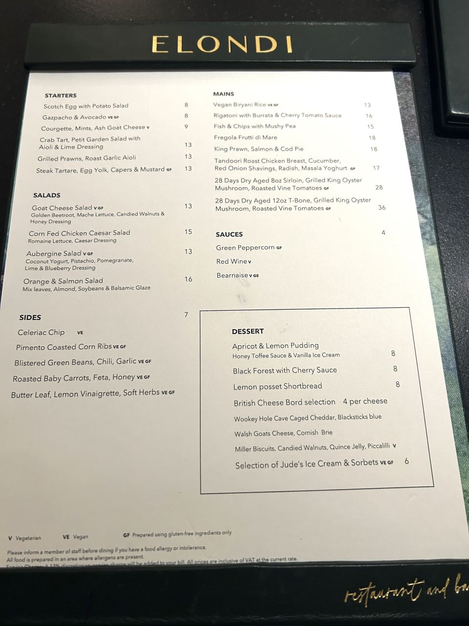 Elondi Menu