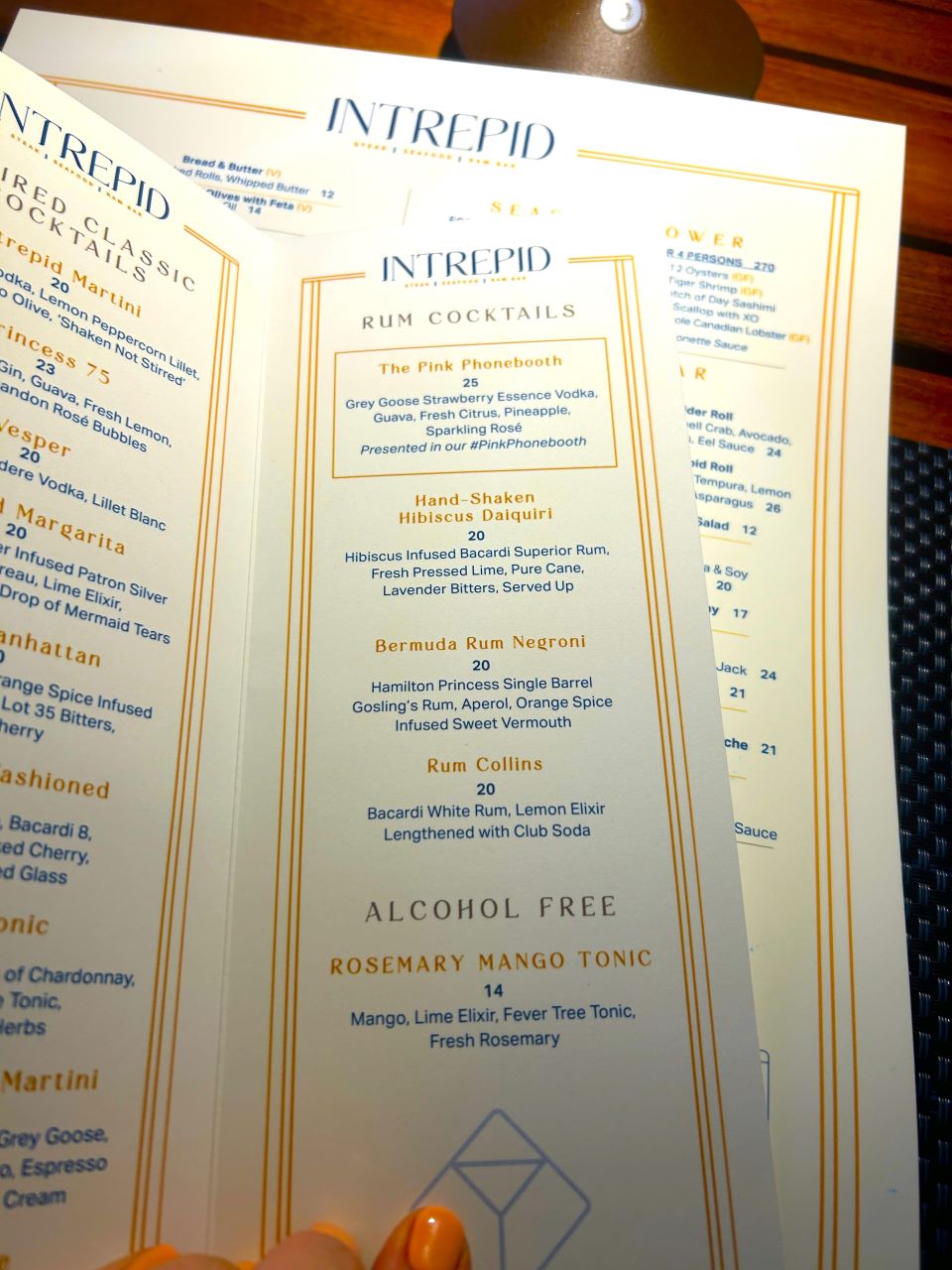 Hamilton Princess Bermuda Menu