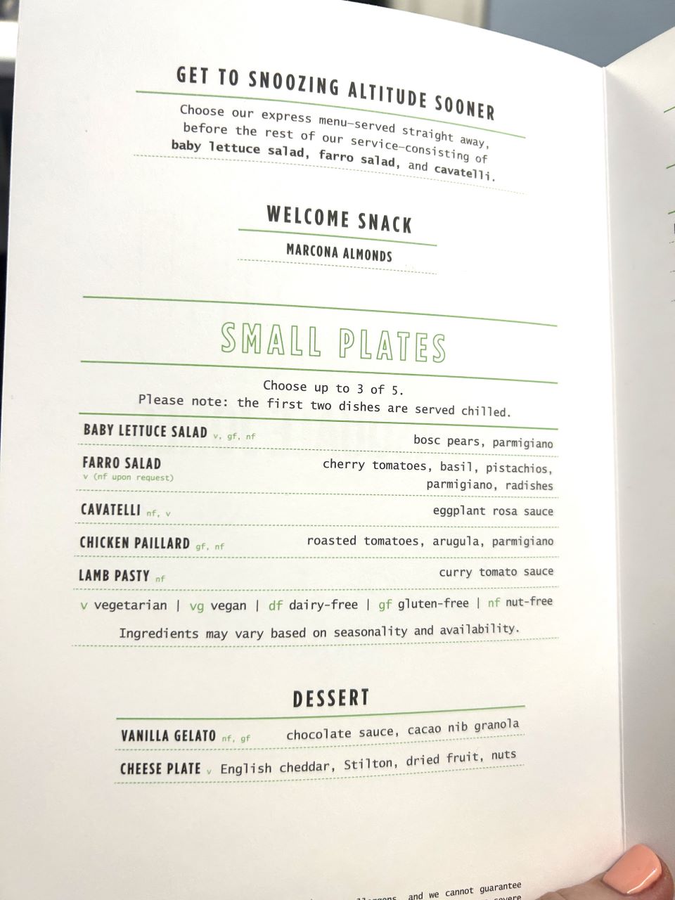 Jet Blue Mint Studio Menu