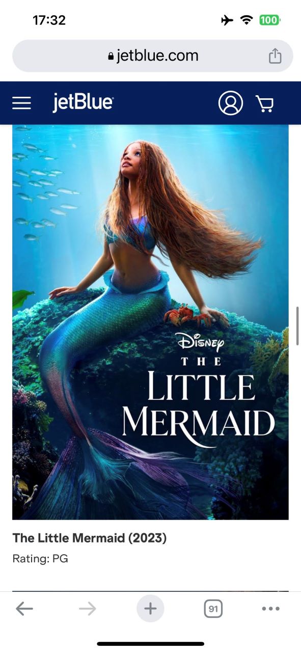 the little mermaid at JetBlue