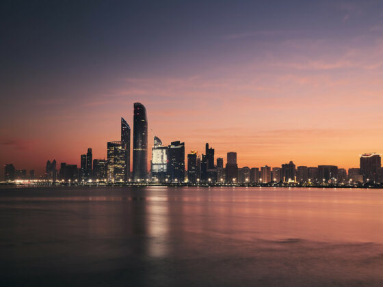 Cityscape Abu Dhabi at sunrise