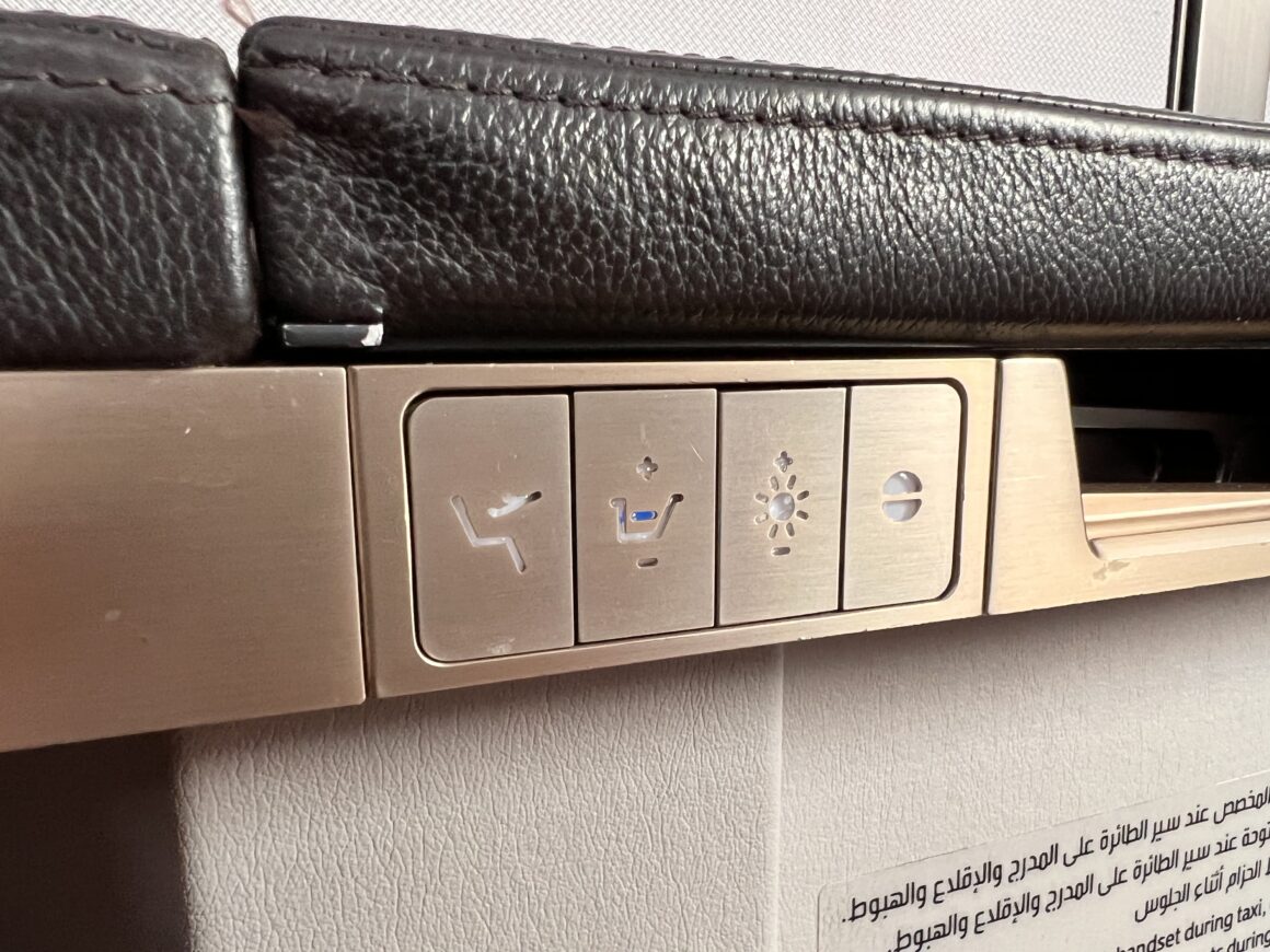 Gulf Air Business Class seat control