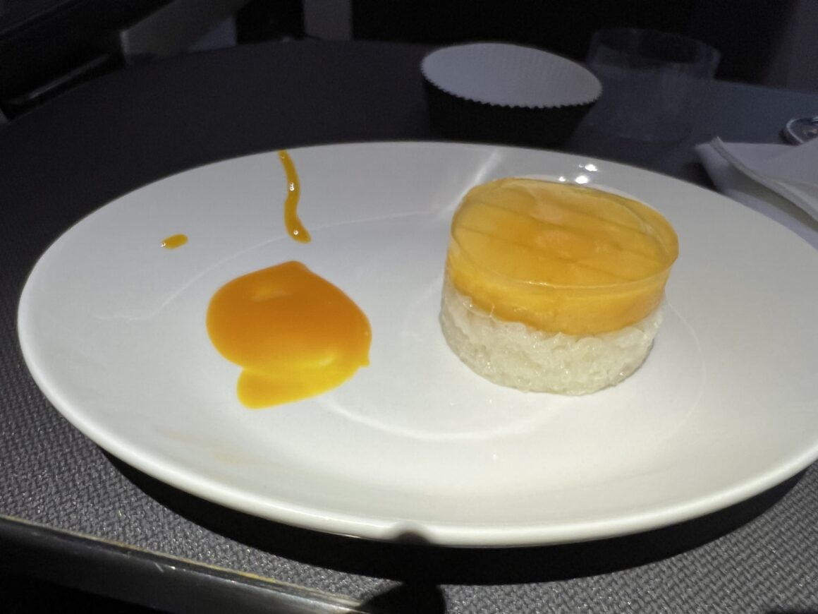 Gulf Air Business Class mango dessert