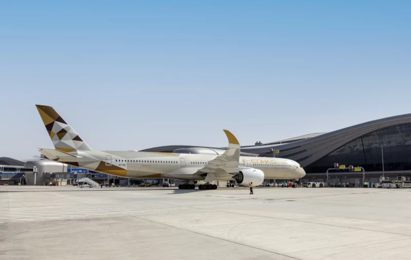 Etihad Airways operates the first commercial flight opening Terminal A