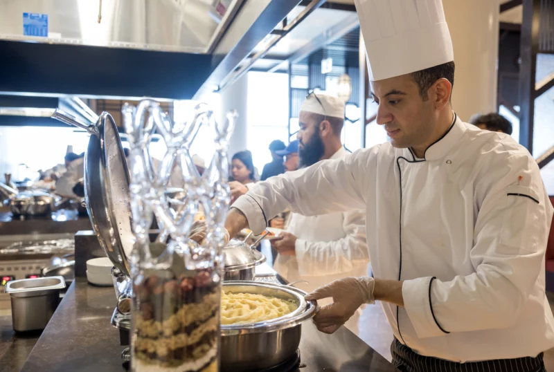 Live cooking at the Etihad Lounge as Etihad welcomes first guests to Terminal A