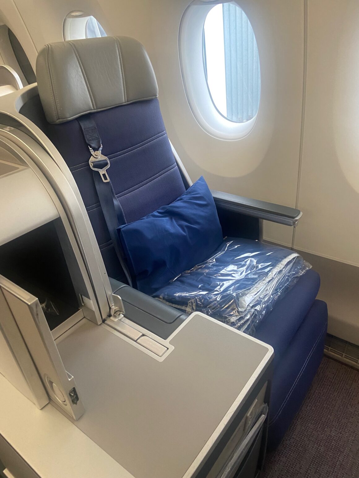 A photo of Malaysia Airlines business class A350 seat
