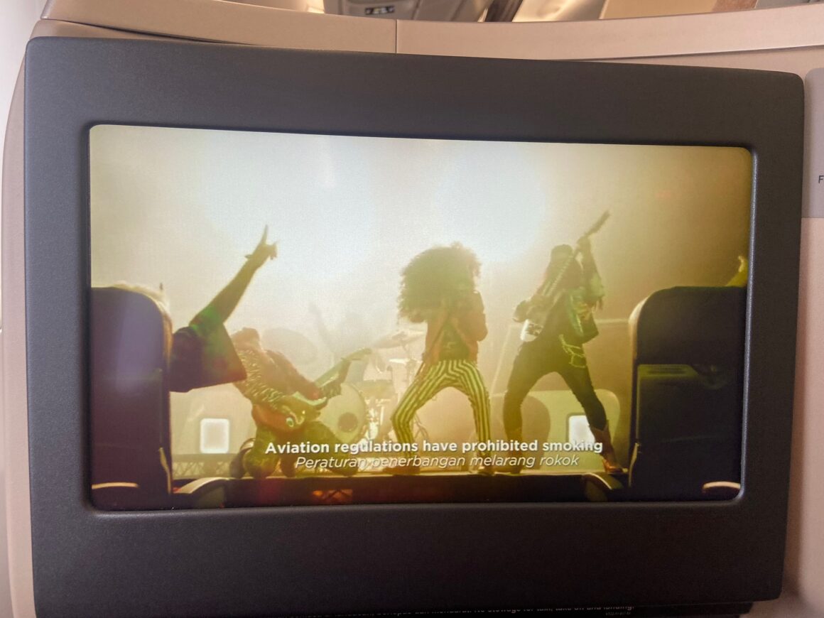 A photo of Malaysia Airlines business class A350 safety video