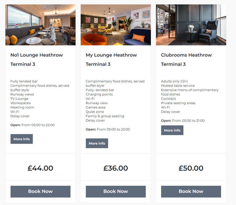 Heathrow T3 pay to use lounges